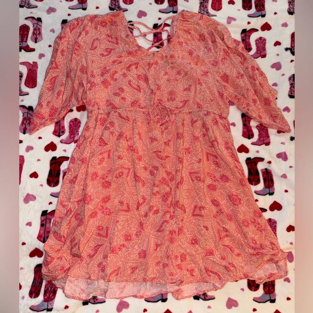 Torrid size 3 Coral Paisley Dress/swim coverup